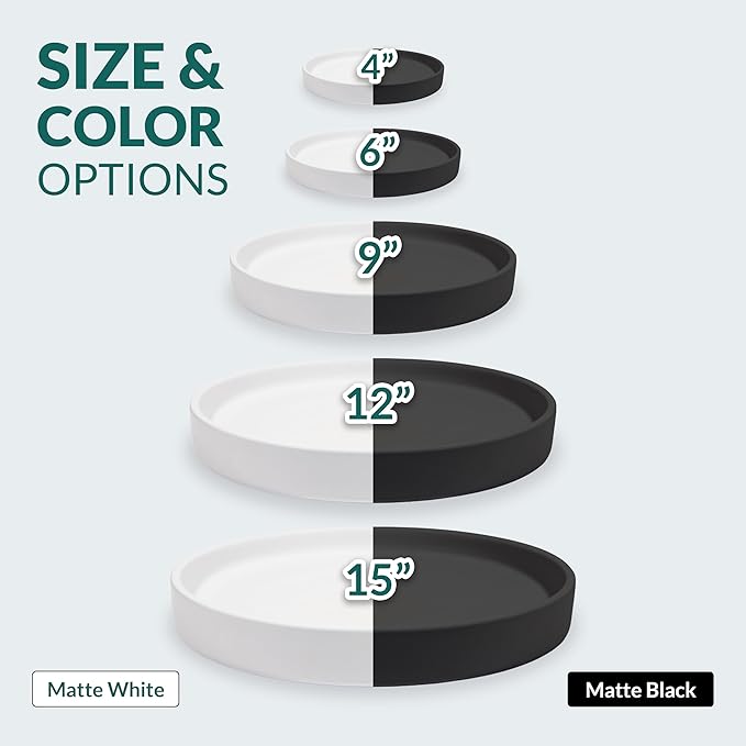 Willowy 9 Inch Black Ceramic Plant Saucer (2 Pack) - Plant Drip Trays for 6-8 Inch Planters,Plant Saucers for Indoors,Plant Trays for Pots,Plant Pot Saucers,Plant Water Tray,Plant Dish Saucer