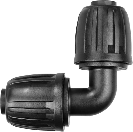 Drip Irrigation Fittings for 1/2 inch Tubing (0.60"-0.63" OD), 12 Pieces Barbed Elbow Drip Parts Locked Elbow Connectors, Drip Line Nuts Connectors for 1/2" Drip Irrigation Hose(Black)
