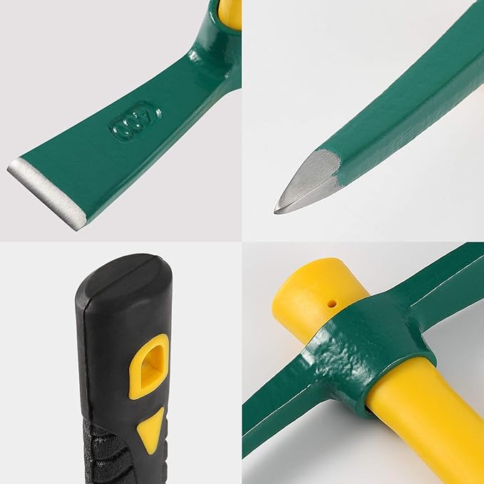 KEILEOHO 17.7 Inches Pick Mattock Hoe, Forged Weeding Garden Pick Axe with Rubber Handle, Weeding Mattock Hoe for Gardening, Loosening Soil, Camping, Planting Vegetables and Fruits