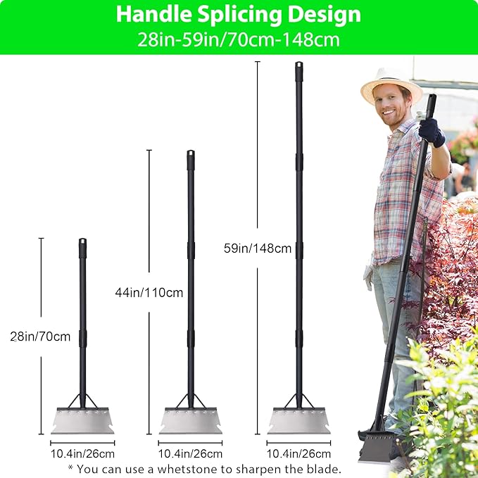 Pragmatist Garden Shovel, Snow Shovel, Ice Scraper, Multifunctional Cleaning Shovel with 59" Adjustable Handle Heavy Duty Garden Tool Cleaning Shovel for Lawn Edging, Scraping, Weed and Ice Removal
