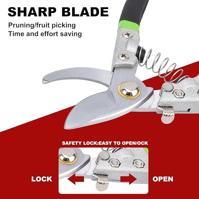 Pruning Shears for Gardening, Bonsai Cutters, Gardening Shears Heavy Duty, Cutting Shears Garden,Hedge Clippers, Rose Pruning Shears, Hand Clippers Gardening, Clippers For The Garden, (Green black)