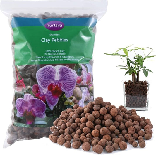 Natural Organic Clay Pebbles, 5LBS 8mm-18mm Expanded Leca Balls Plant Garden Soil, Grow Media for Hydroponics, Decoration, Aquaponics, Gardening Essentials