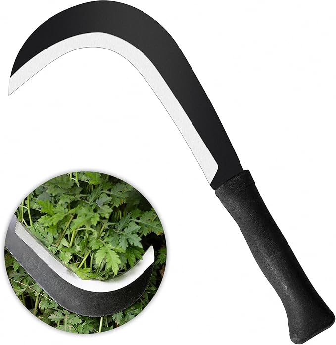 Sickle Machete for Yard Work Machetes for Cutting Trees Billhook Brush Clearing Sickle Garden Tool Brush Axe Harvest Knife Heavy Duty Machete Sickle for Gardening Sickle Machete Camping Farming