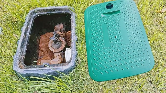 Outer diameter 17" x12" Rectangular Sprinkler Valve Box Cover Valve Box Cover Lid for Outdoor Sprinkler Irrigation Control Water System Lawn, Green