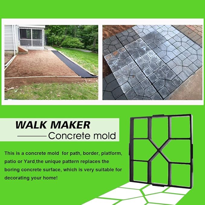 CJGQ 15.7"x15.7"x1.57"Walk Maker Reusable Concrete Path Maker Molds Stepping Stone Paver (Square 2-Pack)
