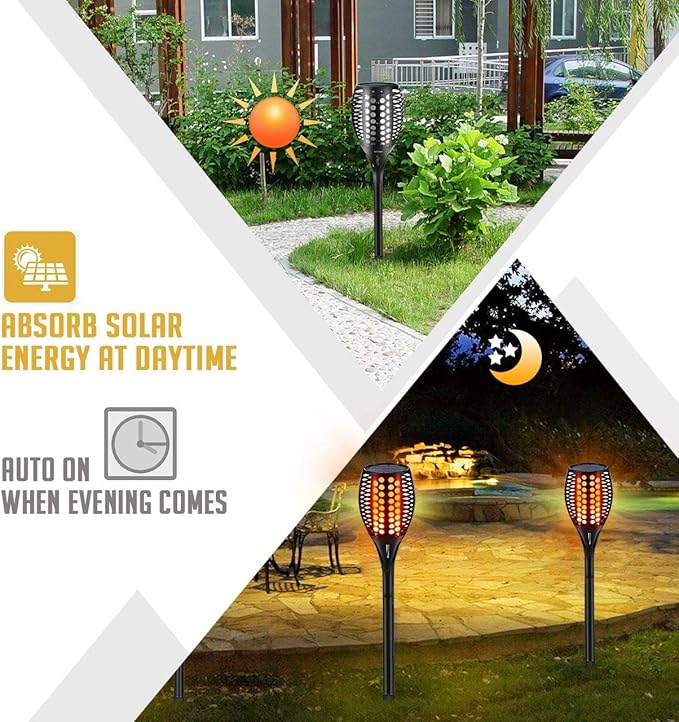 Aityvert Upgraded Solar Torch Lights 43 inches Flickering Dancing Flames Waterproof Outdoor Landscape Decorations Lighting Dusk to Dawn Auto On/Off Solar Lights for Halloween Christmas 2-Pack