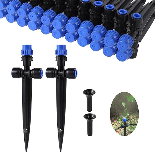 Drip Irrigation Emitters with Adjustable 360 Degree Water Flow Drippers Atomization Sprinker for 1/4 inch Tubing Garden Drippers Sprinker for House Garden Watering System(12pcs-Atomization Sprinker)