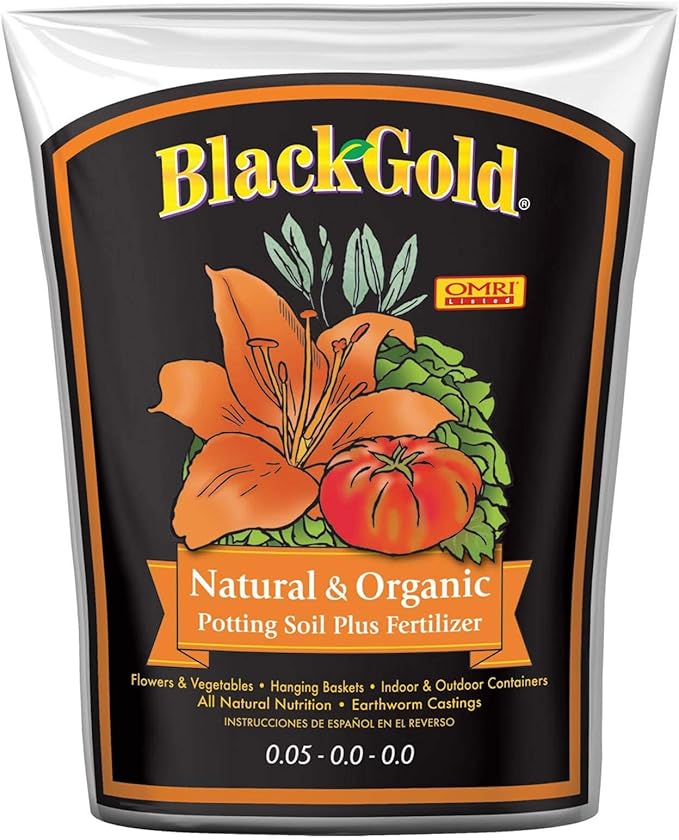 SunGro Black Gold 2 Cu Ft Natural & Organic Potting Soil + Fertilizer (4 Pack)