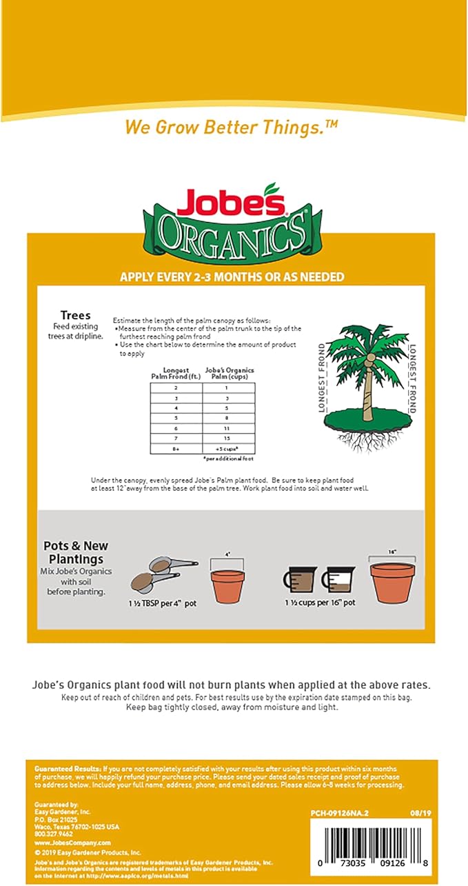 Jobe’s Organics Granular Fertilizer, Organic Fertilizer for Palm Trees and Plants, 4 lbs Bag