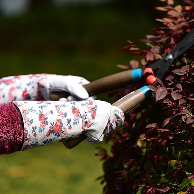 Vgo... 1-Pair Natural Genuine Goatskin Leather Gardening Gloves, Long Cuff Protection, High Dexterity Grip Gloves (Size S, White, GA9658-W)
