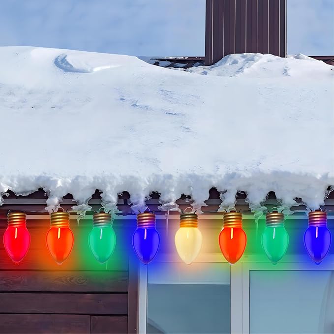 16FT Jumbo Xmas String Lights,Large Outdoor Christmas Lights with 10 Giant Multicolored Bulbs Hanging Lights for Outside Indoor Holiday Tree Porch Roof Fence Yard Garden Decorations