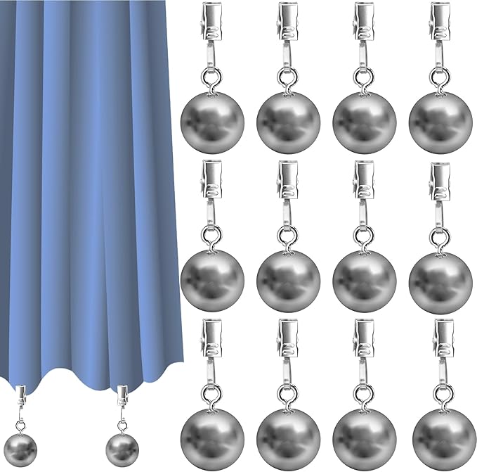 12 Pack Heavy Duty Curtain Weights, Heavy Weights for Outdoor Curtains of Pergola Patio Gazebo Cabana, Stainless Steel Weight Clip Down Curtain, Garden Flag, Shower Curtain, Tablecloth