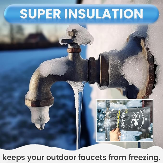 Outdoor Faucet Cover for Winter, Yelodeer 4 Packs 7.1"W X 10.7"H Upgraded Thicken Spigot Pipe Covers, Reusable Waterproof Oxford Faucet Sock, Hose Bib Covers for Winter Insulated Freeze Protection