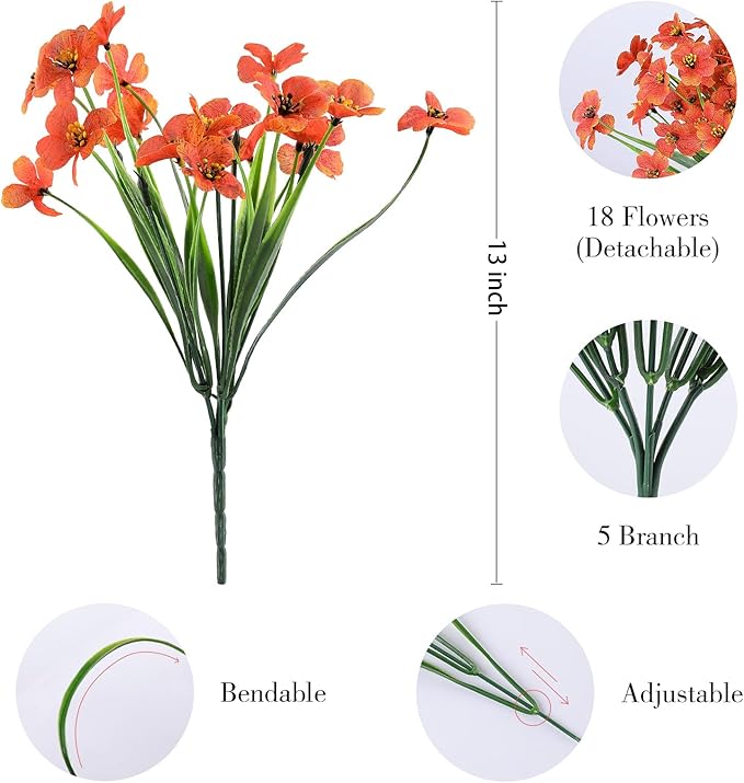 24 Bundles Artificial Fall Flowers Outdoor,No Fade Fake Plastic Flowers,Faux Autumn Plants for Thanksgiving Xmas Decor,Hanging Planters Indoor Outside Garden Porch Window Box Home Wedding