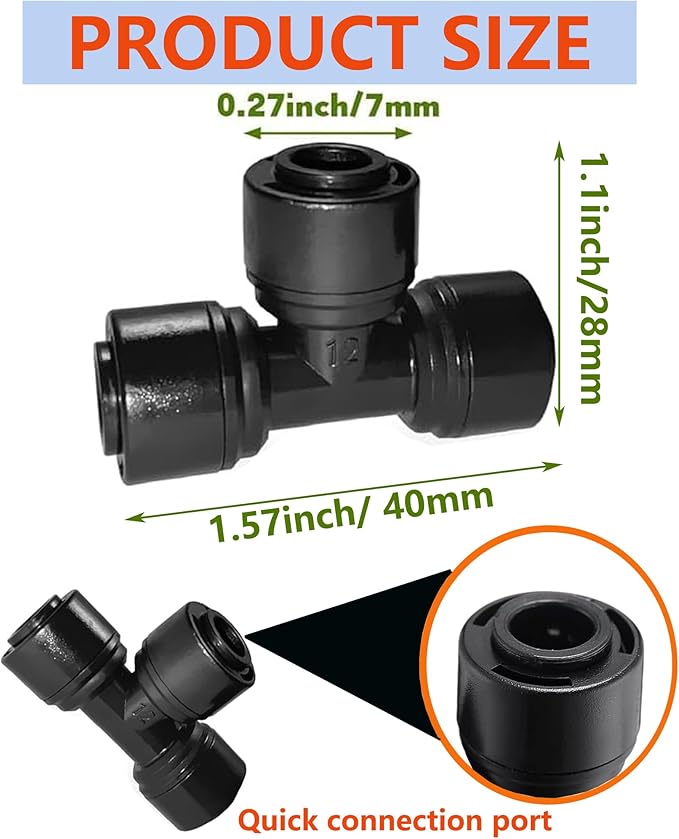 30Pcs Quick Connect 1/4 "Drip Tee,New Tee Fitting for 1/4 Inch (0.25"OD) Irrigation Pipes,Leak Free Fitting for Sprinklers or Drip Irrigation Systems(Black)