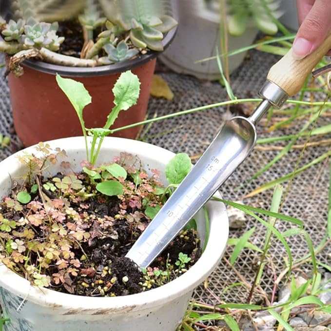 Seeding Widger, Stainless Steel Garden Planting Trowel with Scale, Long Narrow Hand Shovel for Planting Weeding Digging Fertilizer