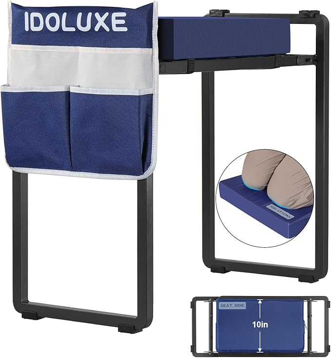 Foldable Garden Kneeler and Seat - 350 Lbs Heavy Duty Gardening Stool with Large Tool Bag, Thicker Wider Softer Kneeling Pad, Portable Garden Bench Gardening Gifts for Women, Seniors - Blue