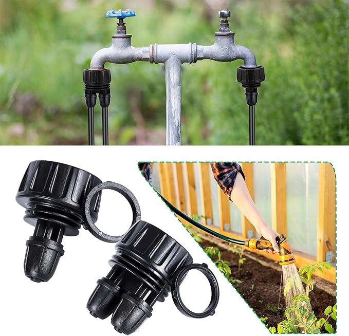 5 Pcs Hose Adapter Kit, Y Water Splitter 1-Way/2-Way Convert 3/4 Inch Female GHT to 1/4 Inch Irrigation Tubing Connectors, Garden Faucet Connectors for Irrigation Misting System