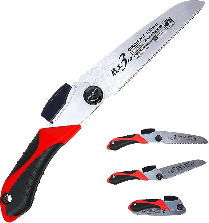 KAKURI Japanese Pruning Saw Folding for Branch & Bamboo Cutting 5-1/8", Foldable Pocket Hand Saw for Wood, Branch, Bamboo, Razor Sharp Japanese Steel Blade, Made in JAPAN