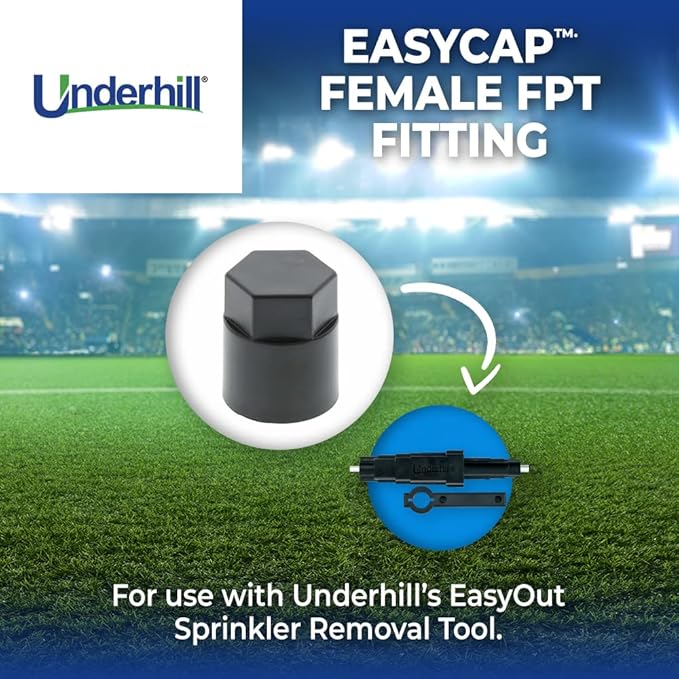 Underhill Plumbing Tools for Sprinkler System, EasyCap Female FPT Fitting for EasyOut Sprinkler Tool, Plug Off Unwanted Sprinklers, A-EO-05EC, 24 Pack