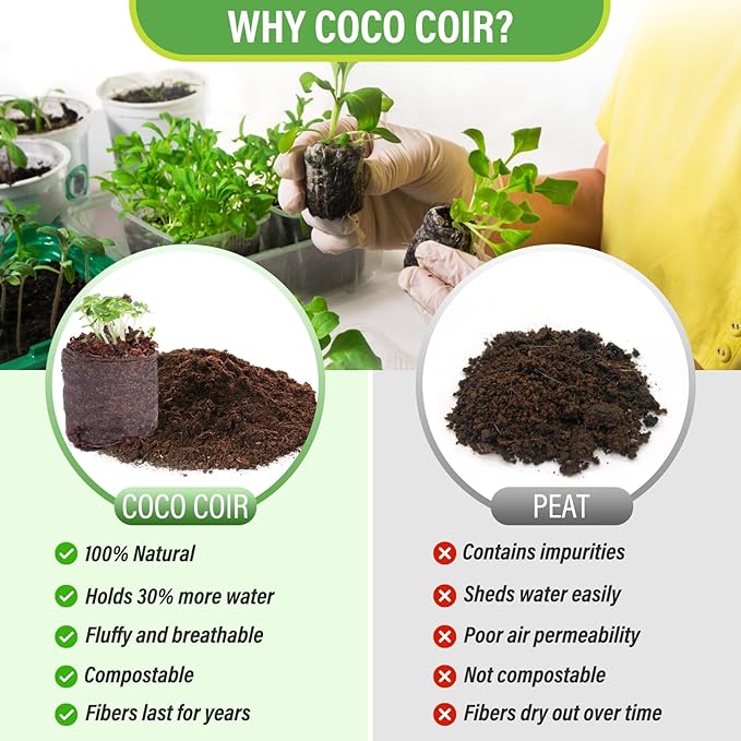 Legigo 100 PCS Coco Coir Seed Starter Plugs, 30mm Coconut Coir Pellets Seed Starter Soil for Plants, Compressed Seedling Starter Pods Pellets Seed Sprouted Potting Soil for Flowers, Herbs, Vegetables