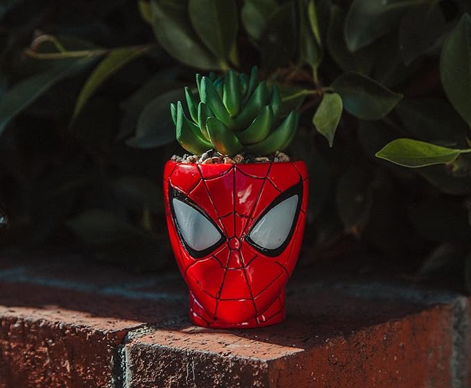Toynk Marvel Comics Spider-Man 3-Inch Ceramic Mini Planter with Artificial Succulent
