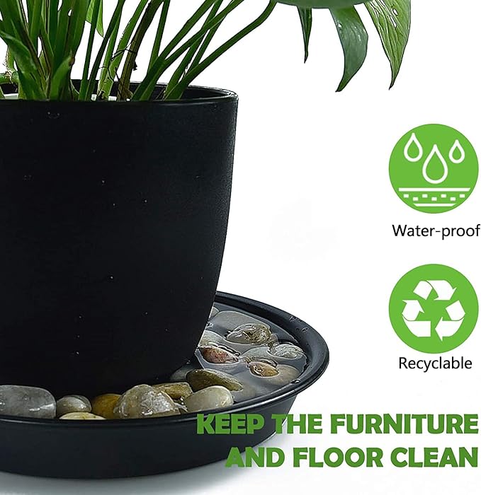 TITE Plant Saucer 16 inch,Heavy Large Planter Durable Thicker Plastic Plant Trays for Indoors and Outdoor,Plant Saucer Drip Trays,Black (16 inch, Black)