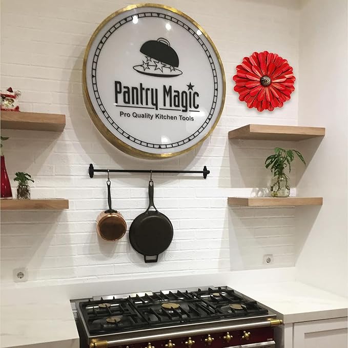 EASICUTI Red Metal Flowers Wall Decor Metal Wall Art Decorations Hanging For Indoor Outdoor Home Bathroom Kitchen Room Bedroom Living Room Garden Patio Porch 12 Inch