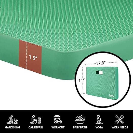NETANY Extra Thick Kneeling Pad for Gardening, Comfortable Knee Pad Cushion, Extra Large Foam Kneeler Mat for Gardening, Baby Bath, Workout, Exercise & Yoga, Mechanic, 17.8 x 11 x 1.5 in, Grass