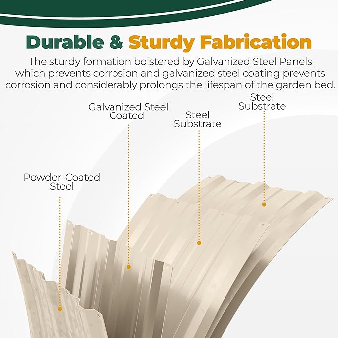 Utopia Home Galvanized Raised Garden Bed, 4ft x 2ft Lightweight Planter Boxes Outdoor with Easy Assembly, Large Garden Bed for Vegetables, Fruits, Flower - Beige