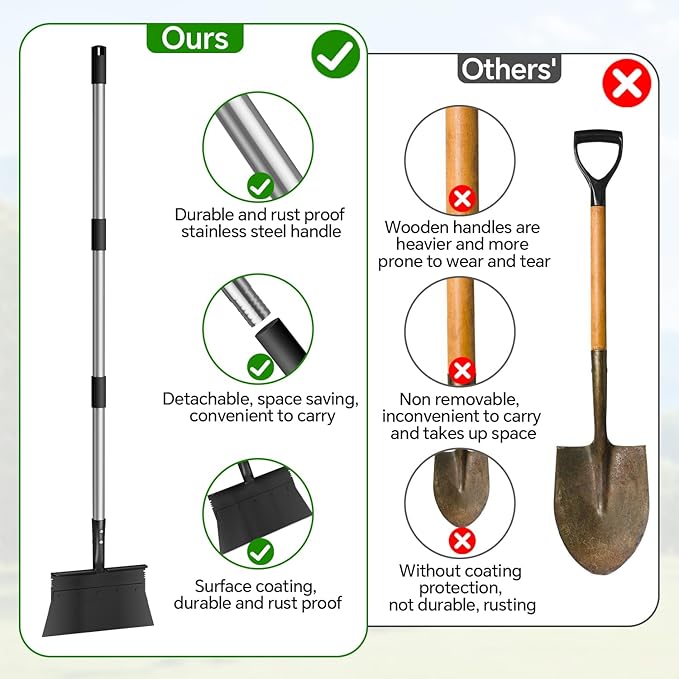 Garden Cleaning Shovel,Snow Shovels, Ice Scraper,Flat Shovel,Adjustable Handle,51.9inch,Ice Removal Tool for Road Outdoor,Garden Cleaning Scraper,Weed Remove Tool for Lawn Edging,Moss Scraper