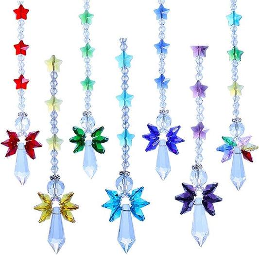 Crystalsuncatcher Crystal Glass Guardian Angel Rainbow Maker Collection Suncather,Set of 7