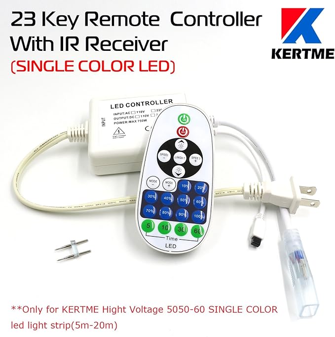 5050-60 Type AC 110-120V LED Strip Lights, Flexible/Waterproof/Dimmable/Multi-Modes LED Rope Light + 23 Keys Remote for Home/Garden/Building Decoration (32.8ft/10m, Natural White 4000K)
