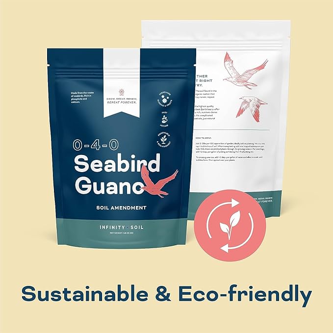 Seabird Guano - Sustainable and Natural Soil Amendment - Seabird Waste Rich in Phosphate and Calcium - Increases Foliage, Blooms and Fruit - 2 LBS
