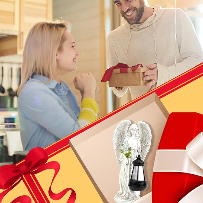 Solar Angel Outdoor Garden Decor Statues – 13.2 inches Solar Outdoor Sculptures for Outside Yard Art Patio Balcony Front Lawn Ornaments Gifts for Mom Grandma Women