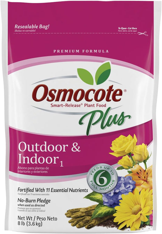 Osmocote Smart-Release Plant Food Plus Outdoor & Indoor₁, Granular Fertilizer with 11 Essential Nutrients, 8 lbs.