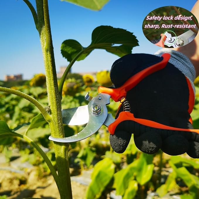 4PCS Garden Tools Set with 2-in-1 Tool Hoe/Cultivator Dual Head; Willow Leaf-Shaped Seeding Widger Gardening Trowel; Protective Gloves and Pruning Shear