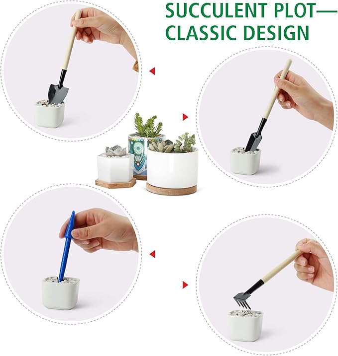 G GOOD GAIN Garden Succulent Kit with Organizer Bag, 14 Pieces Succulent Tools, Indoor Mini Hand Gardening Tools Set with Carrier for Bonsai Planter Miniature Fairy Planting Care(Rose)