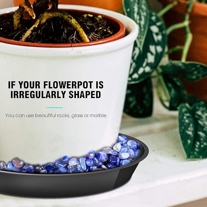 6 Pack Plant Saucer 12 14 16 18 20 22 Inch Plastic Plant Tray, Sturdy and Durable Flower Pot Container Accessories Plant Pot Saucers for Indoor and Outdoor (18 Inch, Black)