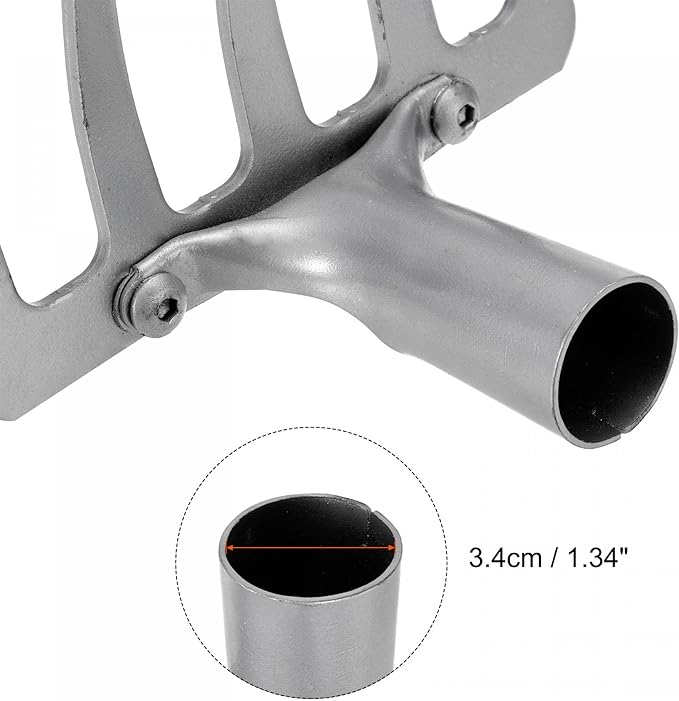 uxcell 5 Teeth Garden Rake Head, Galvanized Manganese Steel Stone Rake for Garden Farm Backyard Without Handle Hard Rake Head Only, Silver Tone