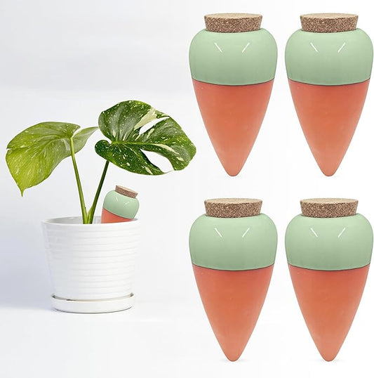 Plant Watering Globes - Olla Terracotta Watering Spikes - Hold 16 Ounces - Olla Water System for Plants - Self Water Method - Slow Releaese Drip Irrigation Terracotta Stakes