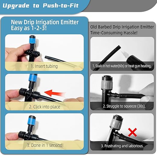 20PCS Push-to-Fit Drip Irrigation Emitters for 1/4 inch Irrigation Tubing,Two-Way Connection Adjustable Vortex Drip Emitters with Stake,Irrigation Dripper Sprinkler for Drip Irrigation System
