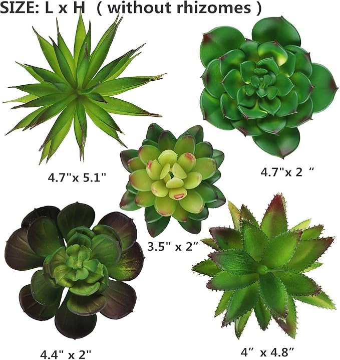 5 Pcs Faux Succulents Set,Realistic Large Fake Succulents,Artificial Hanging Ornaments Fleshed Plant Textured for Home Garden Wedding Party Decoration (green)