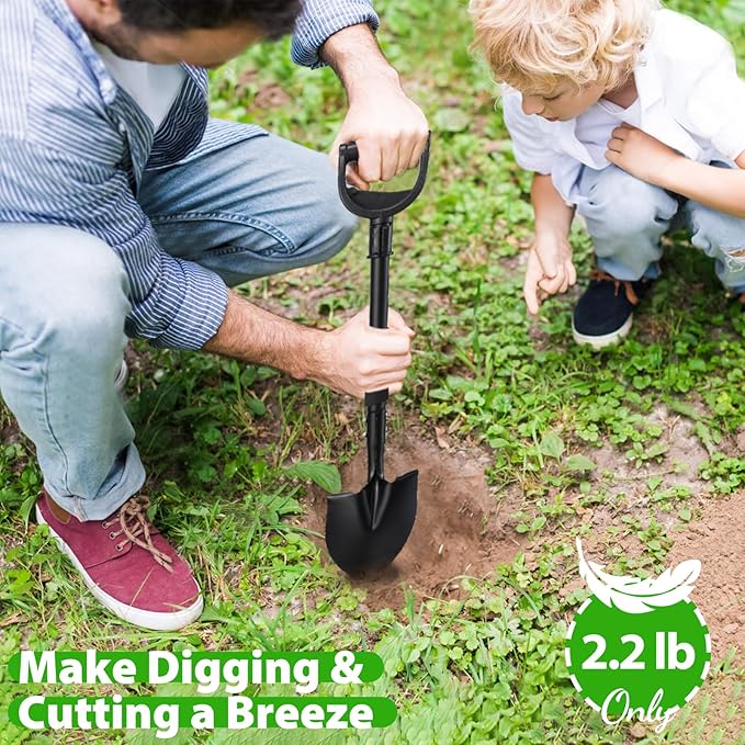 Shovel, Small Shovels for Digging Gardening, 31” Garden Shovel for Camping, Off Road, Heavy Duty Spade Shovel with Round Point Blade, D-Handle, Comfort Grip, Metal Shovel Rust-Proof, Lightweight