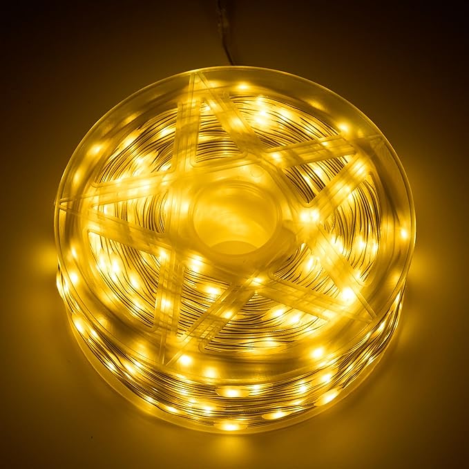 Joiedomi 600 LED Christmas Lights Outdoor,197 FT Warm White Christmas Tree Lights with 8 Modes Timer, PVC Clear Wire String Lights with Reel for Indoor Outdoor Holiday Xmas Eve Night Decorations