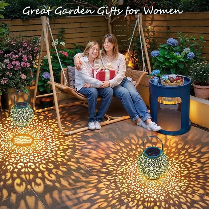 Outdoor Solar Big Lanterns Waterproof, Go2garden Gifts for Women Mom Garden Yard Decor Lights for Patio, Yard, Party Ornaments,Birthday Mothers Day Gifts for Grandma (1 Pack, Teal Blue)