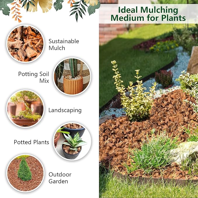 Legigo 8 Pack Coco Husk Chips- 8.8 LB 100% Organic Coconut Coir Chips Brick Potting Soil Mix with Low EC & PH Balance, Compressed Coconut Substrate Coco Chips Mulch Medium for Garden, Flowers, Plants