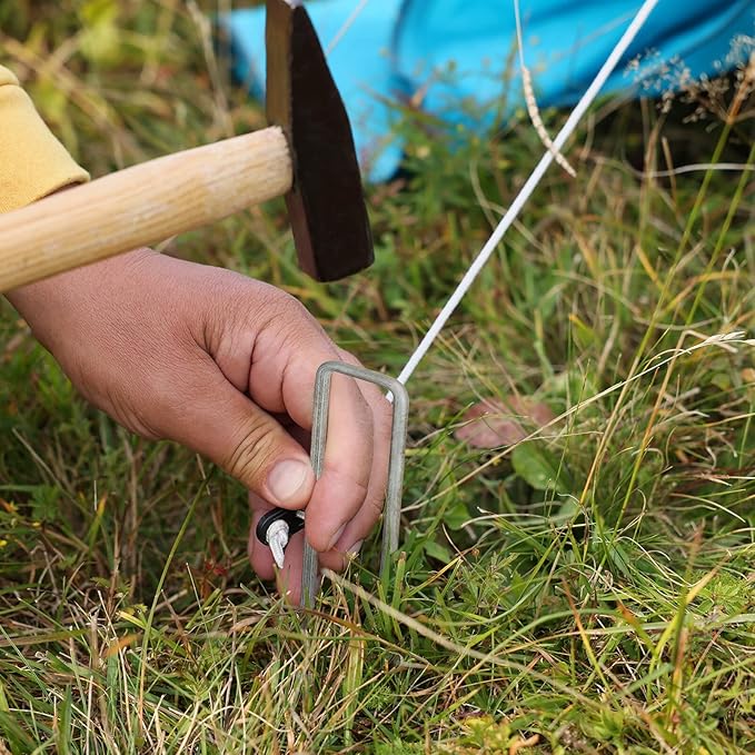 Tent Stakes 12Inch 50pcs Galvanized Landscape Staples,Tent Pegs Heavy-Duty Sod Pins Anti-Rust Fence Stakes Securing Pegs Trampoline Stakes