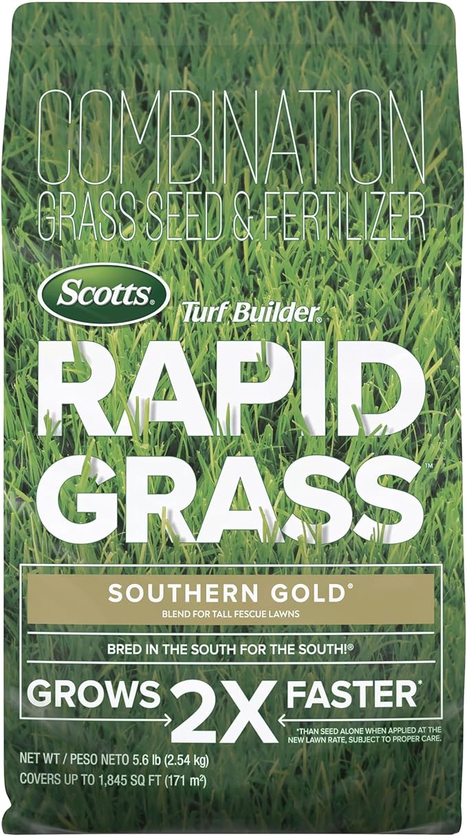 Scotts Turf Builder Rapid Grass Southern Gold Blend for Tall Fescue Lawns, Combination Seed and Fertilizer, 5.6 lbs.