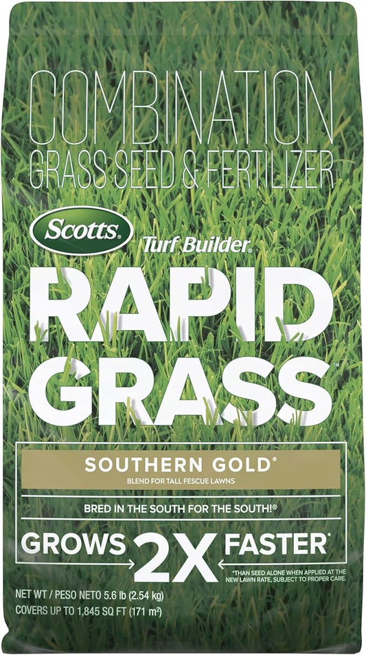Scotts Turf Builder Rapid Grass Southern Gold Blend for Tall Fescue Lawns, Combination Seed and Fertilizer, 5.6 lbs.